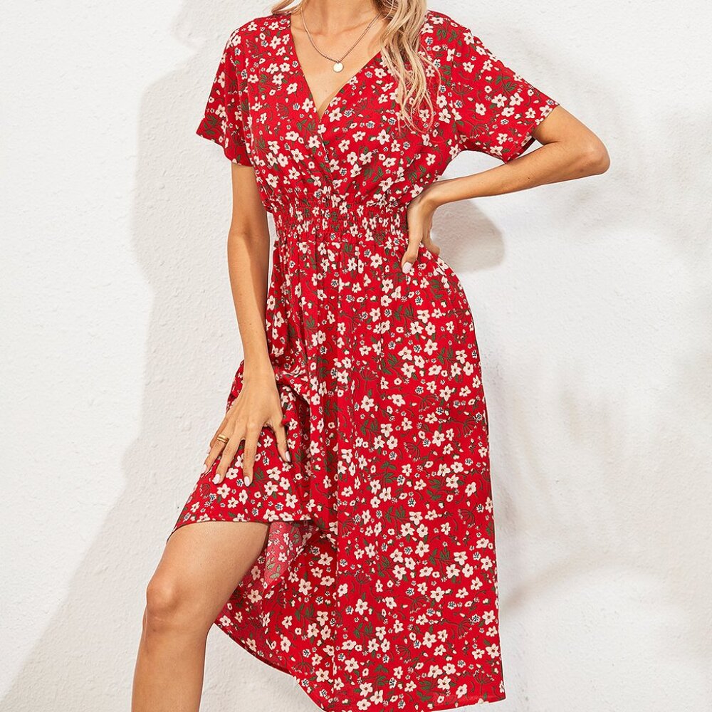 Women's floral print short-sleeved dress